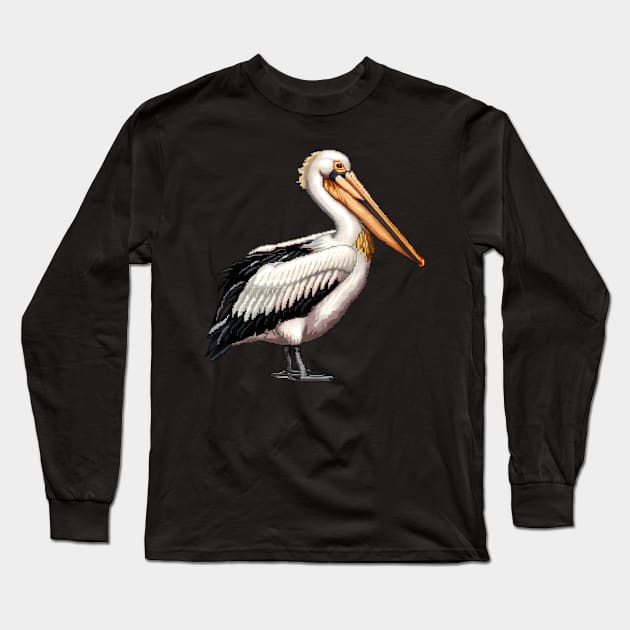 Pixel Pelican Long Sleeve T-Shirt by Animal Sphere